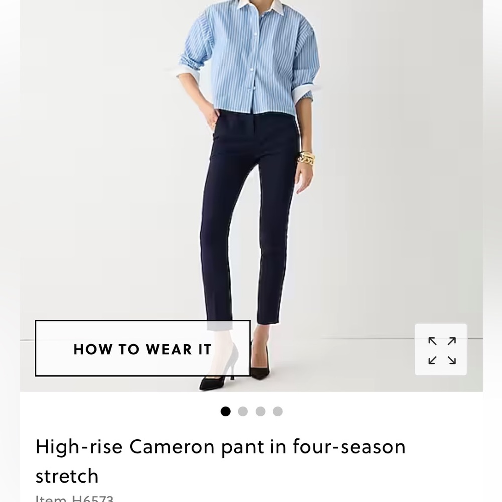 JCREW high rise Cameron pant in navy. Size 4
